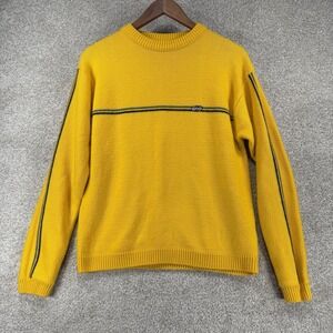 VTG 90s Y2K Stripe Split Sweatshirt Skater Yellow Blue Sz S *pilling/spot*